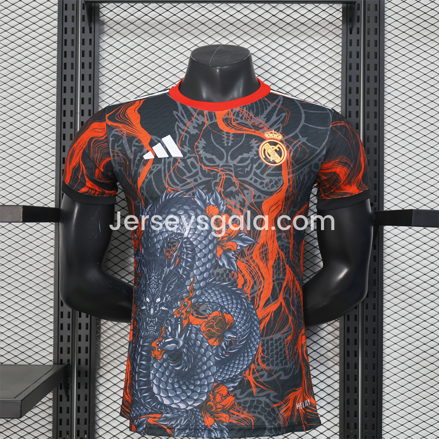 Real Madrid 25-26 Grey Chinese Loong and Red Fire Black Jersey - Player Version - JerseysGala
