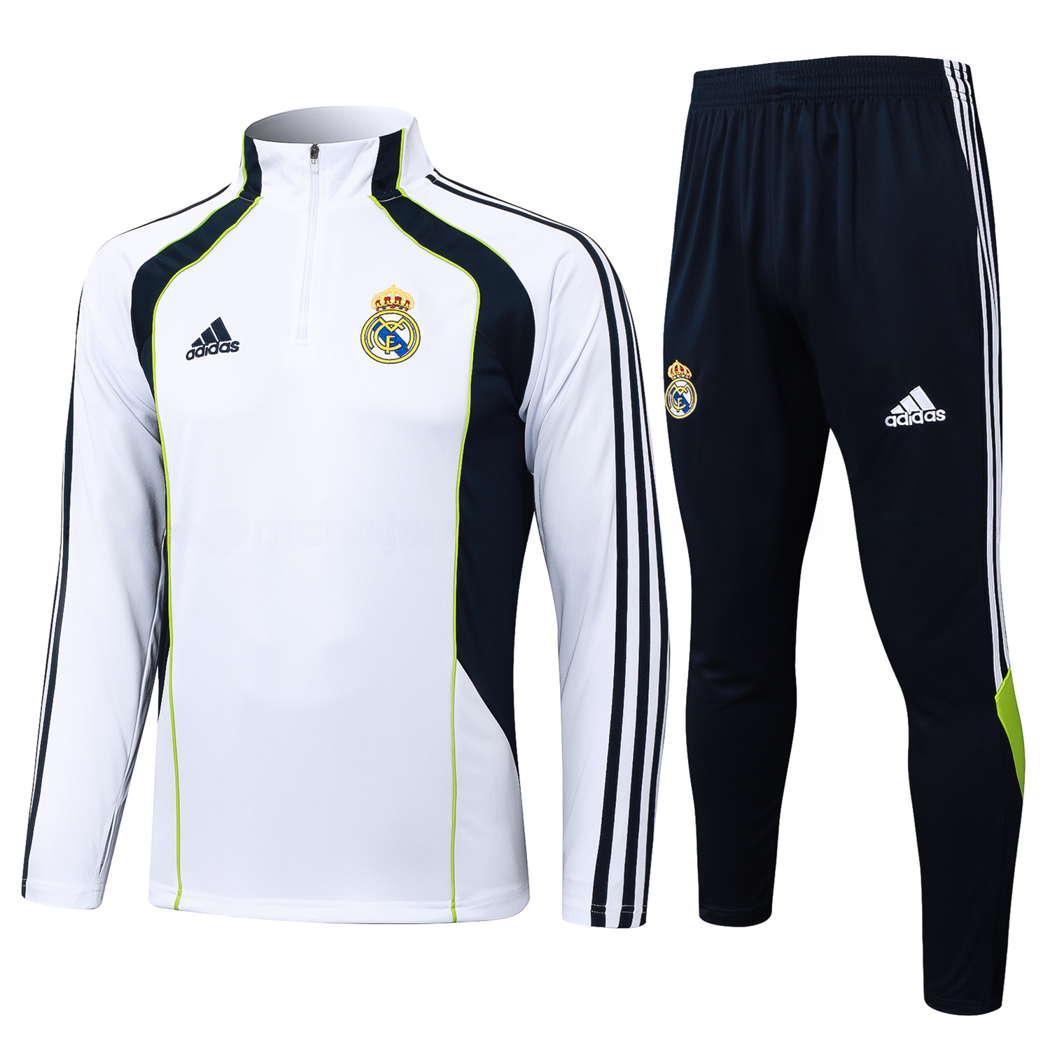 Real Madrid 25-26 Long Sleeve Training Set - White Urban Purist Style and Deep Blue Pants - JerseysGala