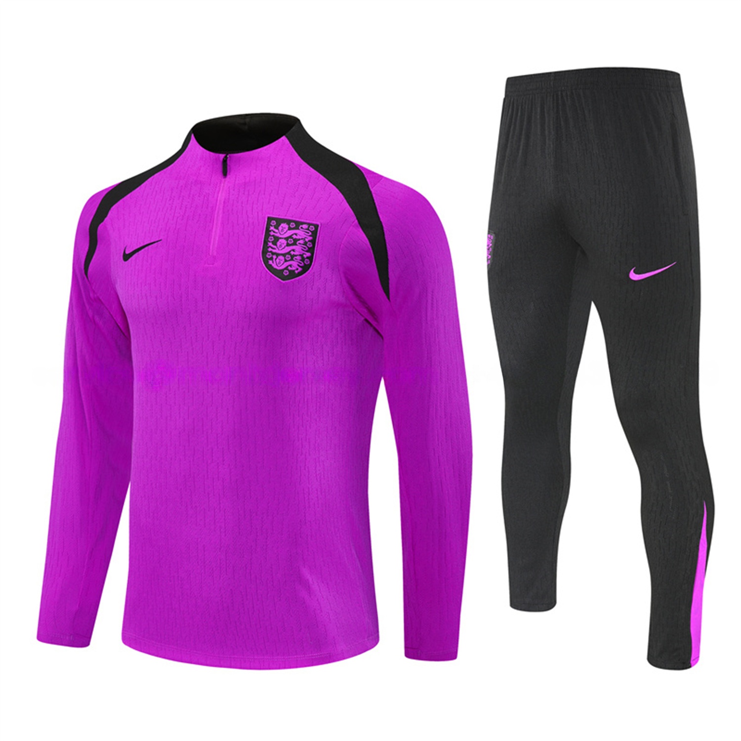 England 25-26 Long Sleeve Training Set - Player Version - Purple Top and Black Pants - JerseysGala