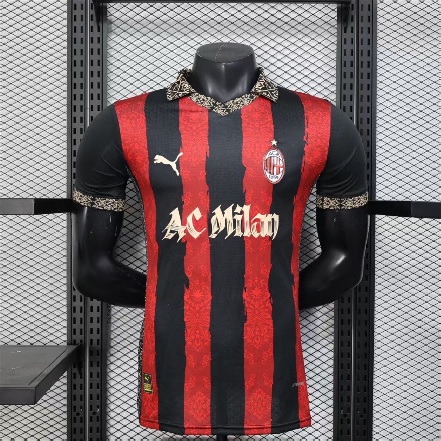 AC Milan 25-26 Team Name Advertisement Red & Black POLO Special Jersey - Player Version - JerseysGala